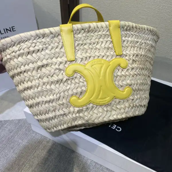 Repladies REP CELIN* TRIOMPHE CELIN* CLASSIC PANIER IN PALM LEAVES AND CALFSKIN 0124