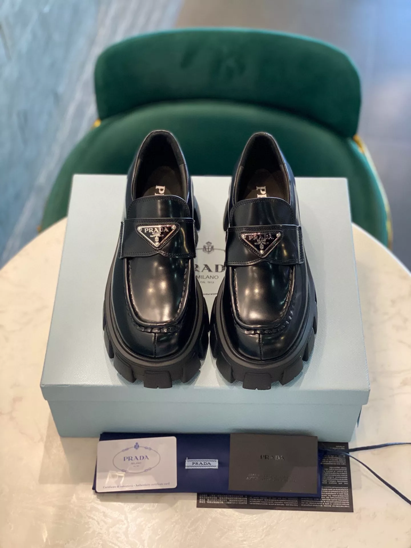 Repladies REP PRADA Brushed leather Monolith loafers 0117